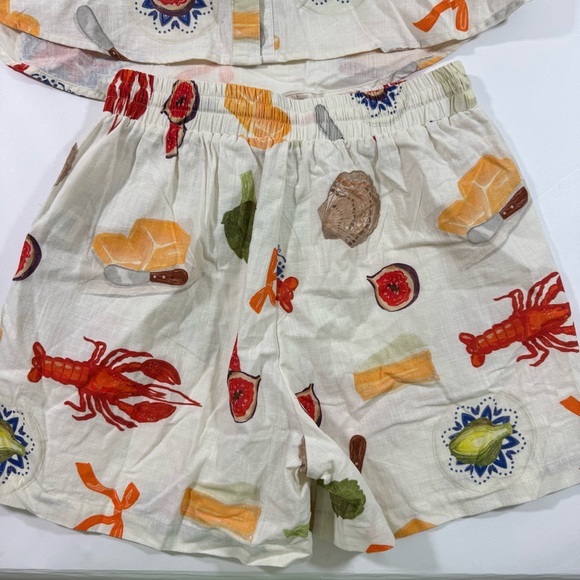 New Petal & Pup Bailey Rose Hampton Short Set Ivory Bon Appetit - Picture 8 of 11